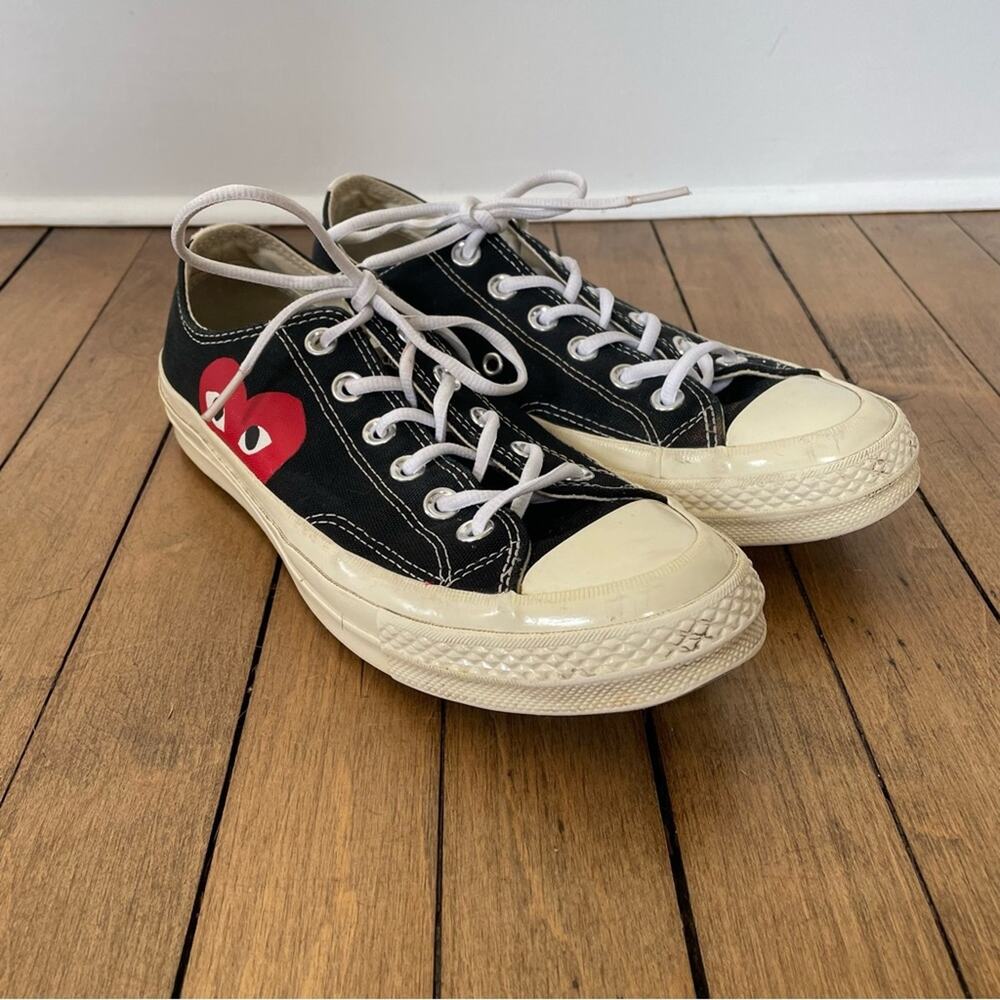 Converse x Comme des Garçons Play One Heart Black Chuck Sneakers W8 M6